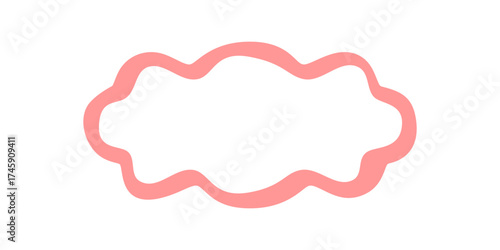 Groovy wavy retro outline bubble frame with soft color border and curved line shape. Playful y2k style with modern label form. Creative abstract background as trendy graphic accent.