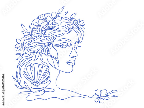 Greek Mythology Aphrodite Line Art Goddess Of Love Beauty Desire  Ancient God Outline One Line Modern Minimalist Vector