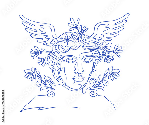 Greek Mythology Hermes Line Art God Of Speed Travel Trade Ancient God Outline One Line Modern Minimalist Vector