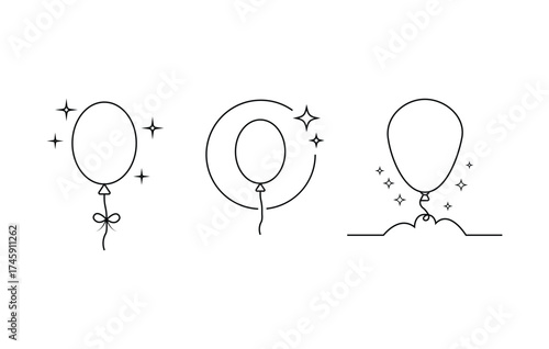 Balloon Line Art with Sparkles and Swirls icon 