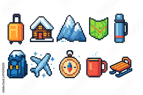 Travel and adventure 3d icon set. expedition and outdoor trip icons collection.