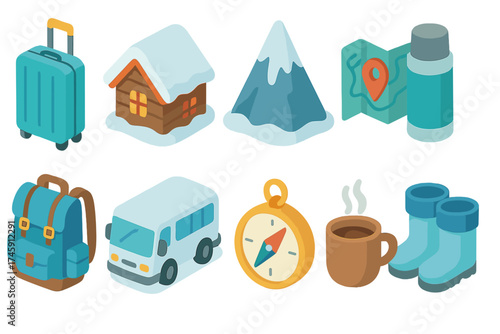Travel and tourism 3d icon set. holiday planning and adventure icons collection.