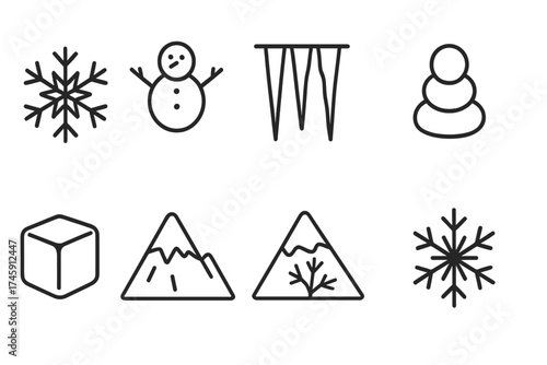 Winter, weather outline icon set. snow, ice, cold season symbols outline collection