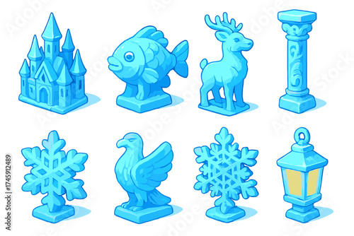 Winter, christmas 3d icon set. frozen, holiday, festive symbols in 3d collection