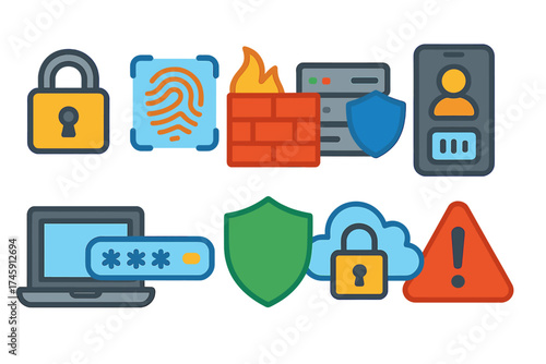Cybersecurity protection 3d icon set. security, data privacy safety 3d icons collection