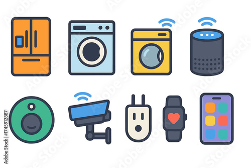 Smart home gadget icon set. modern 3d home technology icons collection