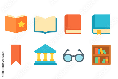 Education and reading 3d icon set. books, libraries, and learning resources collection