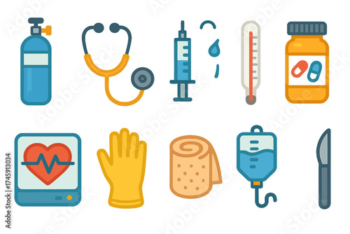 Medical and healthcare neon icon set. fluorescent medical icons collection