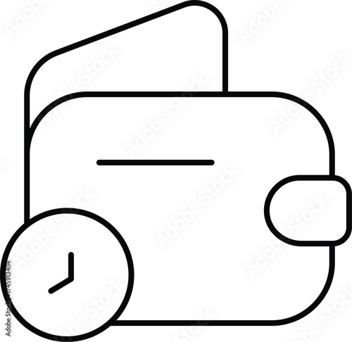 Vector art of wallet with clock for payment in progress
