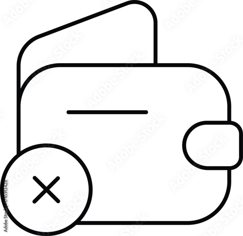 Vector art of wallet with cross mark for payment failure