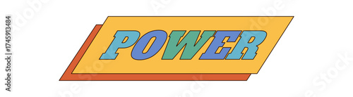 Groovy y2k typography forms a colorful rectangle with a comic and pop style font. Funky retro graphic blends as unique groovy element, vibrant shape for bold backgrounds or modern poster layouts.