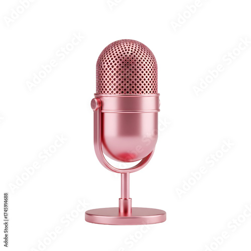 Vintage rosy microphone icon design in 3D rendering, 3D illustration isolated on white background