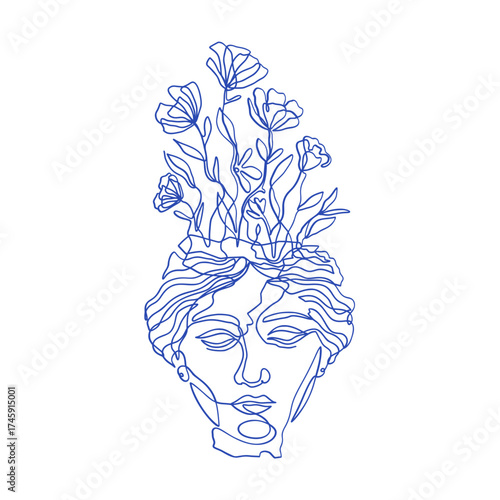 Greek Mythology Demeter Line Art Goddess Of Nature Fertility Harvest Ancient God Outline One Line Modern Minimalist Vector