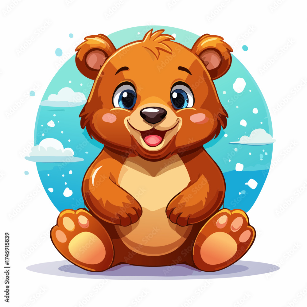 Fototapeta premium Kuscheliger Bär im Cartoon-Stil