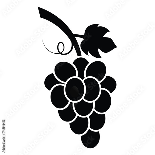 Bunch of grapes with leaf flat icon for food apps and website