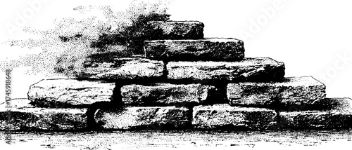Vintage concrete block pyramid with stipple texture for architectural design