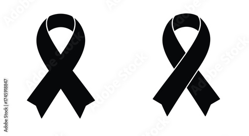 Black ribbon awareness symbols displayed side by side on a white background