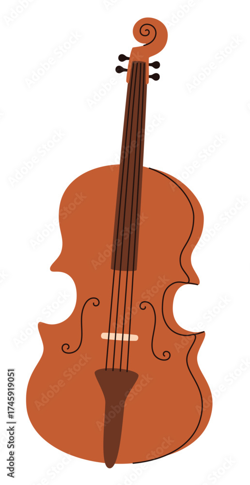 Fototapeta premium Cello musical instrument. Flat vector illustration.