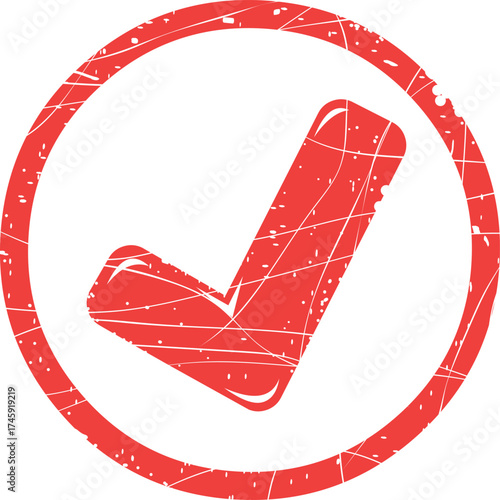 vector illustration red rubber stamp checkmark symbol