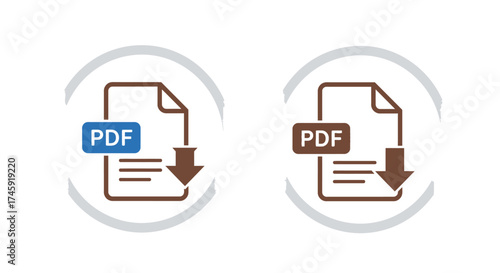 Two pdf document icons with downward arrows representing digital file downloads