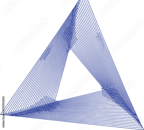 Geometric Triangle Illusion A Captivating Blue Line Art Design
