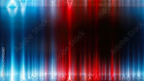 Symmetrical Vertical Laser Pattern Showcasing Simple Quantum Computer Design With Vibrant Colors