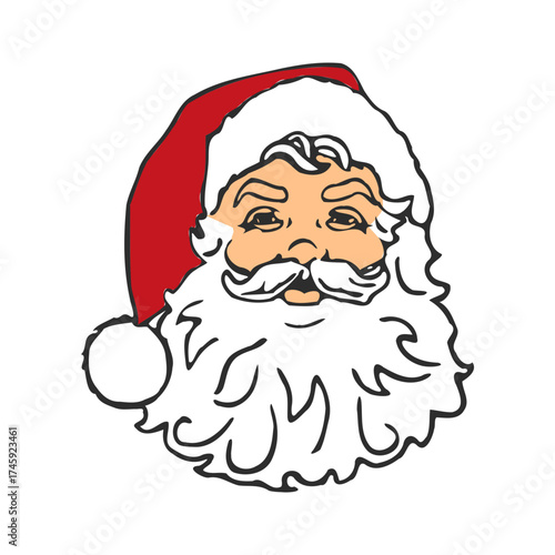 Cheerful Santa Claus portrait brings festive holiday spirit for Christmas designs, perfect for greeting cards, banners, and seasonal promotions