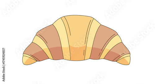 A simple, stylized illustration of a golden-brown croissant with alternating light and dark brown stripes.