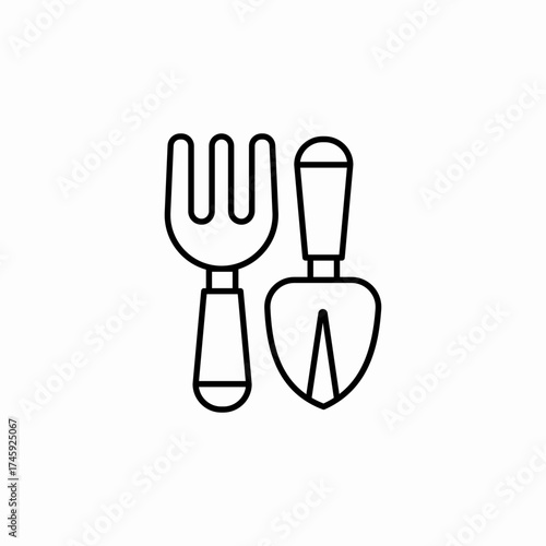 garden fork trowel icon sign vector