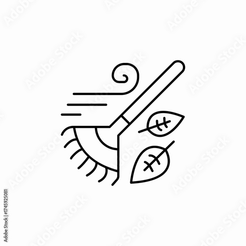 garden raking leaves icon sign vector
