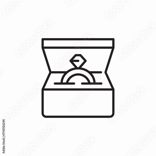 diamond ring box icon sign vector