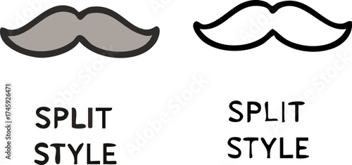 Split style mustache icon for monogram design.