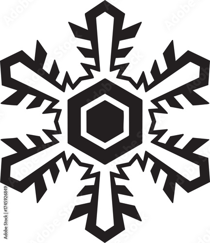 Silhouette of a geometric snowflake design
