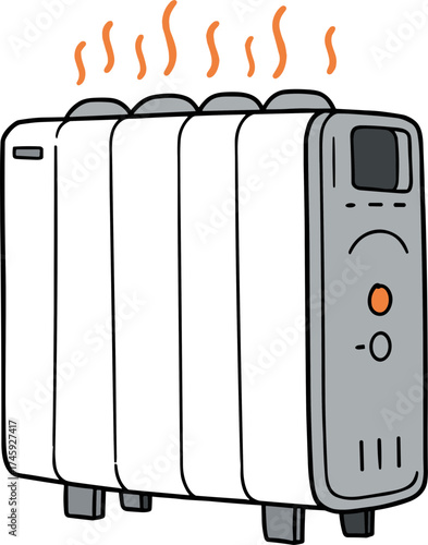 Electric radiator heater with heating elements and control panel design  