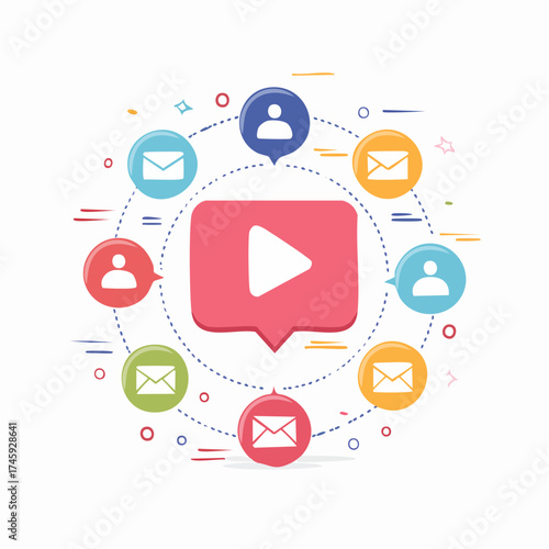 Engaging social media interaction design promoting connection and communication, a modern concept for networking and digital marketing success online now