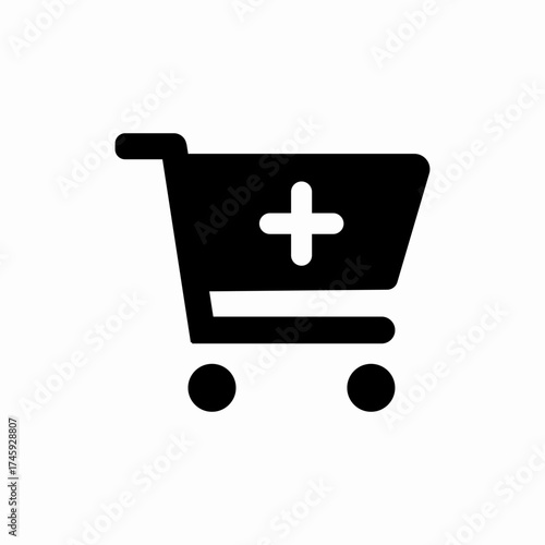 shopping trolley plus icon sign vector