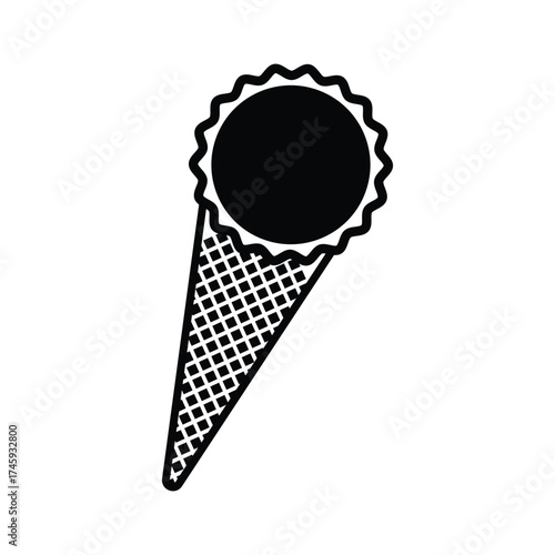 Ice cream cone cup with one scoop flat icon