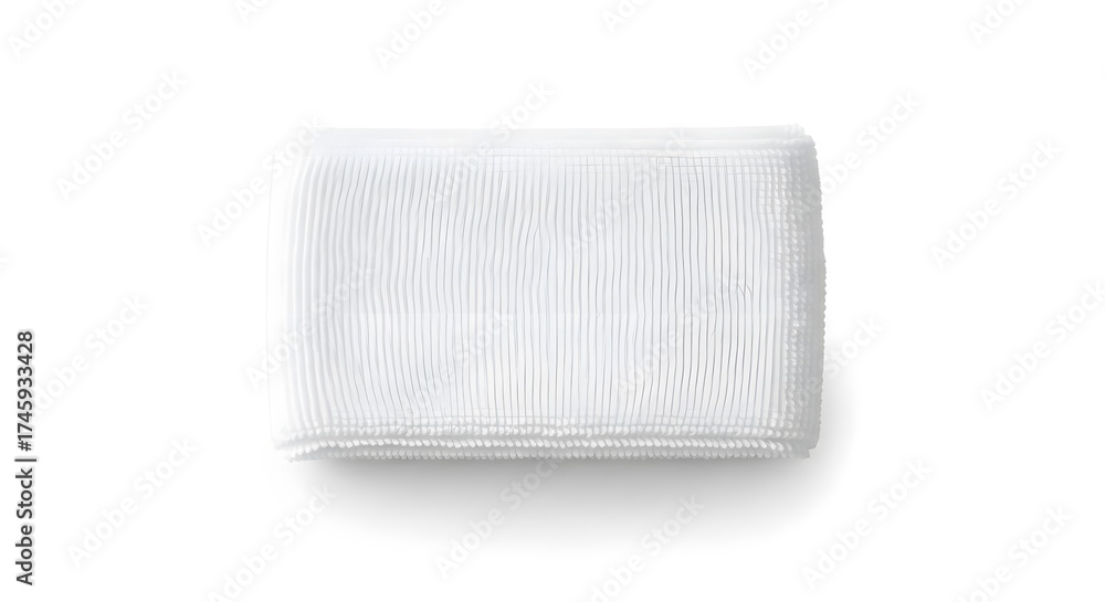 Fototapeta premium Clean, neatly folded white textile isolated on white, showcasing pristine fabric texture and minimalist design