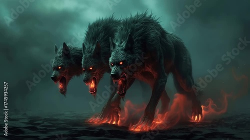 A terrible monster in the fog bares its fangs. A creepy video for Halloween.