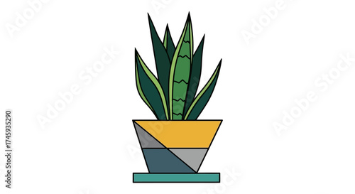 potted snake plant illustration decorative sansevieria in a geometric pot a modern botanical accent for interior design projects promoting wellness