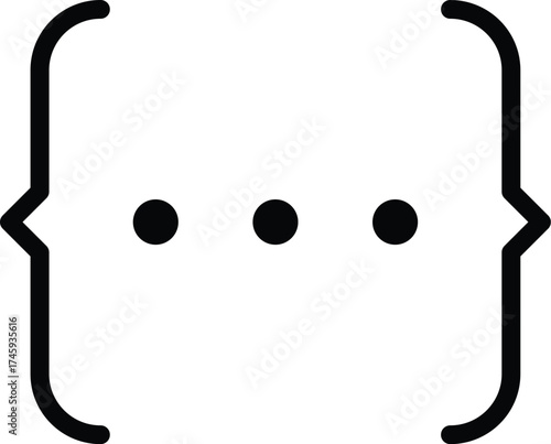 Vector art of three dots inside curly brackets for loading