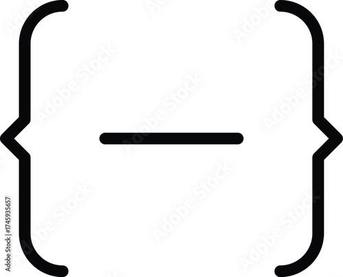 Vector art of minus sign inside curly brackets for subtraction