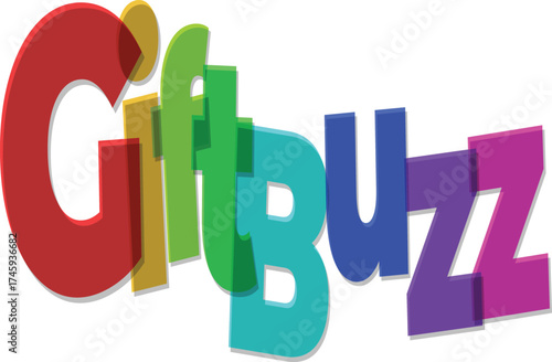 Giftbuzz colorful layered typography logo design for business and marketing