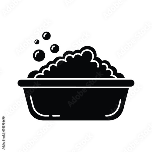 Soapy water basin icon bubbles clean laundry dishwashing hygiene -  icon vector illustration - Logo vector icon symbol stock illustration