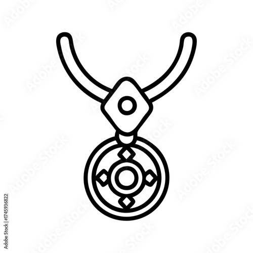 Vector art of stylish necklace with round pendant, a fashionable accessory for jewelry or beauty related projects