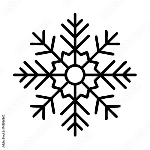 Vector art of simple snowflake icon winter holiday symbol christmas and new year decoration vector illustration of a snowflake