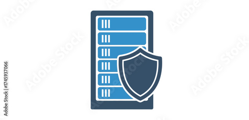 Secure server protected by firewall a security system ensuring data safety perfect for IT solutions network security and server infrastructure concepts.