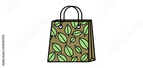shopping bag with leaves promoting eco-friendly retail made with sustainable materials for environmentally conscious consumers choosing green initiatives.