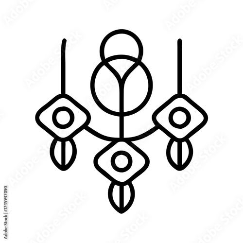 Vector art of intricate wall hanging decoration, featuring a fusion of geometric shapes and organic motifs for a captivating display