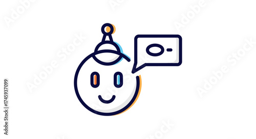 Smiling chatbot delivering automated customer support perfect for illustrating modern technology online assistance  ai driven solutions in digital marketing.